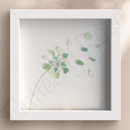 Dandelion sea glass art